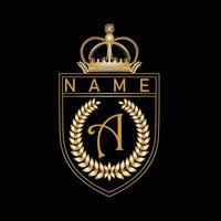 Golden color crown with typography name palate luxurious artwork. vector