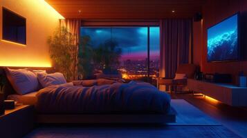 AI-Enhanced Bedroom with Smart Sleep Tracking and Personalized Comfort photo