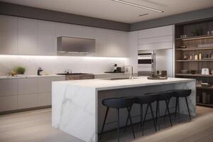 AI-Guided High-Tech Kitchen with Smart Appliances and Interactive Cooking photo