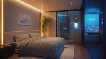 AI-Enhanced Bedroom with Smart Sleep Tracking and Personalized Comfort photo