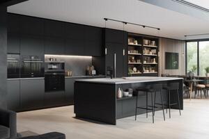 Futuristic Kitchen with Smart Sustainability and Automated Efficiency photo