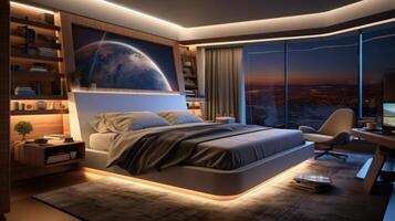 AI-Enhanced Bedroom with Smart Sleep Tracking and Personalized Comfort photo