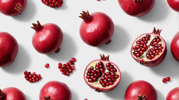 Pomegranate on Minimalist White Background. A Study in Simplicity and Vibrance photo