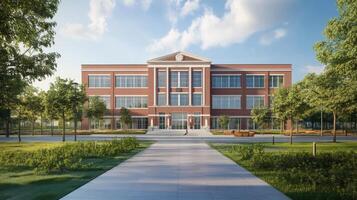 View of architecture of American school building exterior concept photo