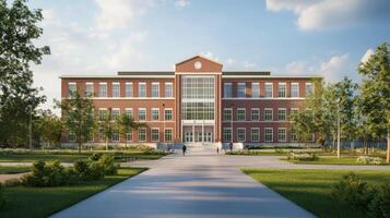 View of architecture of American school building exterior concept photo