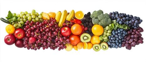 Rainbow of Freshness. A Panoramic Spectrum of Fruits and Vegetables photo