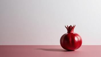 Pomegranate on Minimalist White Background. A Study in Simplicity and Vibrance photo