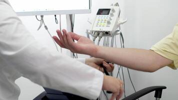 Electromyography for testing patient nerve activity. A modern medical test to detect nerve and muscle issues. Perfect for showcasing professional diagnostics. video