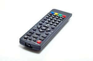 Digital television remote isolated on white background photo