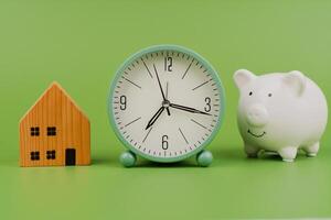 Alarm clock stops time photography in studio Time concept and working with time photo