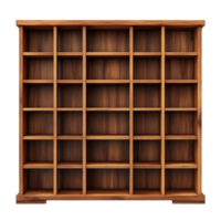 Wooden Bookcase With Shelves On Transparent Background png