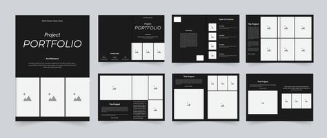 Professional portfolio or Architecture portfolio template design black template 12 pages design vector