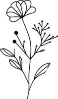 Floral Tree Line Art, Simple and Elegant vector