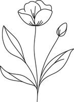 Floral and Tree Fusion in Minimal Line Art vector