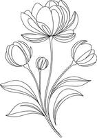 Minimalist Floral Tree Design, Simple Line Art vector
