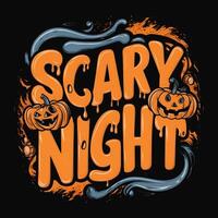 Scary Nights T-shirt Design for Halloween with Spooky Castle and Dripping Text Tshirt Design vector