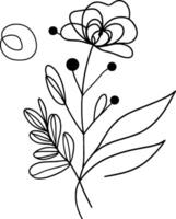 Minimal Tree Line Art with Floral Touch vector