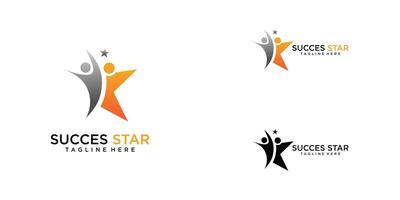 Creative star people succes logo and symbol graphic design . Premium vector