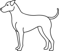 An outline illustration of a dog showing a simple and clean side profile drawn with smooth lines on a white background dog silhouette vector