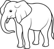 An outline illustration of an elephant showcasing its large ears and trunk in a simple yet recognizable form drawn on a white background vector