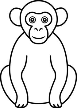 un contorno ilustración de un mono Rey balanceo desde un árbol rama con un rizado cola dibujado con minimalista líneas en un blanco antecedentes vector