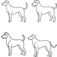 Four dogs outline package illustration showing a simple and clean side profile drawn with smooth lines on a white background vector