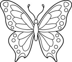 An outline illustration of a butterfly, wings spread in symmetrical patterns, drawn with light and intricate lines on a white background. vector