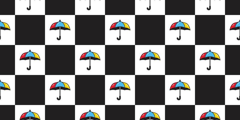 umbrella seamless pattern raining checked tartan plaid rainbow scarf isolated cartoon repeat wallpaper tile background gift wrapping paper illustration doodle design