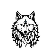 a wolf head with a long mane on a white background vector
