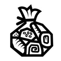 Breads in bag icon illustration isolated on square white background. Simple flat outlined cartoon art styled drawing. vector