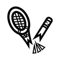 Broken badminton racket sport equipment isolated on square white background. Simple flat outlined cartoon art styled drawing. vector