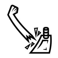 Broken garden hoe icon illustration isolated on square white background. Simple flat outlined cartoon art styled drawing. vector