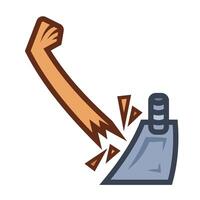 Broken garden hoe colorful icon illustration isolated on square white background. Simple flat outlined cartoon art styled drawing. vector