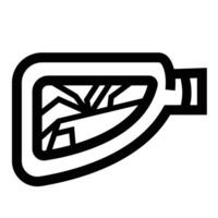 Broken car rear mirror icon illustration isolated on square white background. Simple flat outlined cartoon art styled drawing. vector