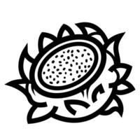 Sliced dragon fruit icon illustration isolated on square white background. Simple flat outlined cartoon art styled drawing. vector