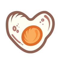 Heart shaped fried egg icon illustration isolated on square white background. Simple flat outlined cartoon art styled drawing. vector