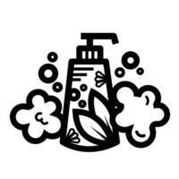 Natural liquid soap bottle icon illustration isolated on square white background. Simple flat outlined cartoon art styled drawing. vector