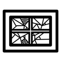 Broken window mirror icon illustration isolated on square white background. Simple flat outlined cartoon art styled drawing. vector