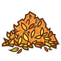 Pile of fallen dry leaves colorful icon illustration isolated on square white background. Simple flat outlined cartoon art styled drawing. vector