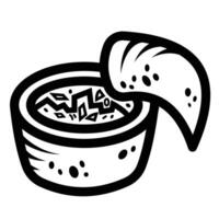 Stone mortar and grounded spices icon illustration isolated on square white background. Simple flat outlined cartoon art styled drawing. vector