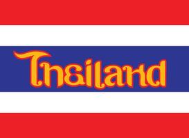 Bilingual logotype combines both English and Thai alphabets, spelling out the word Thailand with playful, vibrant style and emphasizes its national identity in background vector