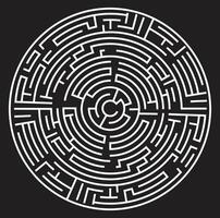 Circular maze puzzle challenges to find the path to success vector