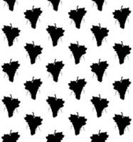 Seamless pattern of black grape silhouette vector