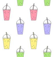 Seamless pattern of sketch smoothie drink vector