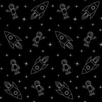 Seamless pattern of flat rocket vector