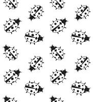 Seamless pattern of sketch ladybug vector