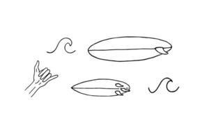 Set of surf board and wave vector