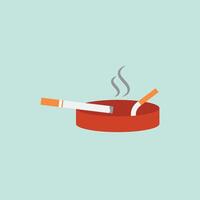 Ashtray with extinguished cigarettes. Smoke from an extinguished cigarette. A day without tobacco. Smoking harm concept vector