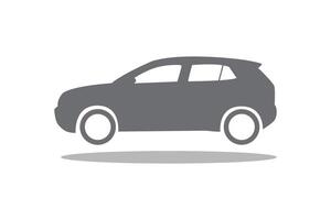 simple icon of a floating two-box car side view colored in dark gray with dropped shadow vector