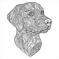 Coloring page for adults, Geometric illustration of dog Mandala coloring page outline with intricate patterns. Perfect for relaxation and creativity. vector